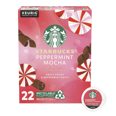 Starbucks Peppermint Mocha, Flavored K-Cup Coffee Pods, 100 Arabica, Naturally Flavored, Limited Edition, 22 ct