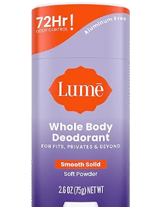 Lume Whole Body  Aluminium Free & Baking Soda Free Deodorant - Smooth Solid Stick- 72 Hour Odor Control