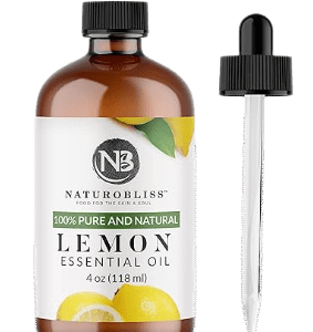 NaturoBliss 100% Pure Lemon Essential Oil Therapeutic Grade Premium Quality (4 fl. oz) with Glass Dropper