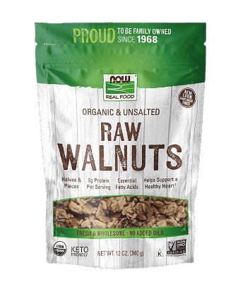NOW Foods, Certified Organic Walnuts, Raw and Unsalted, Halves and Pieces (12 oz)