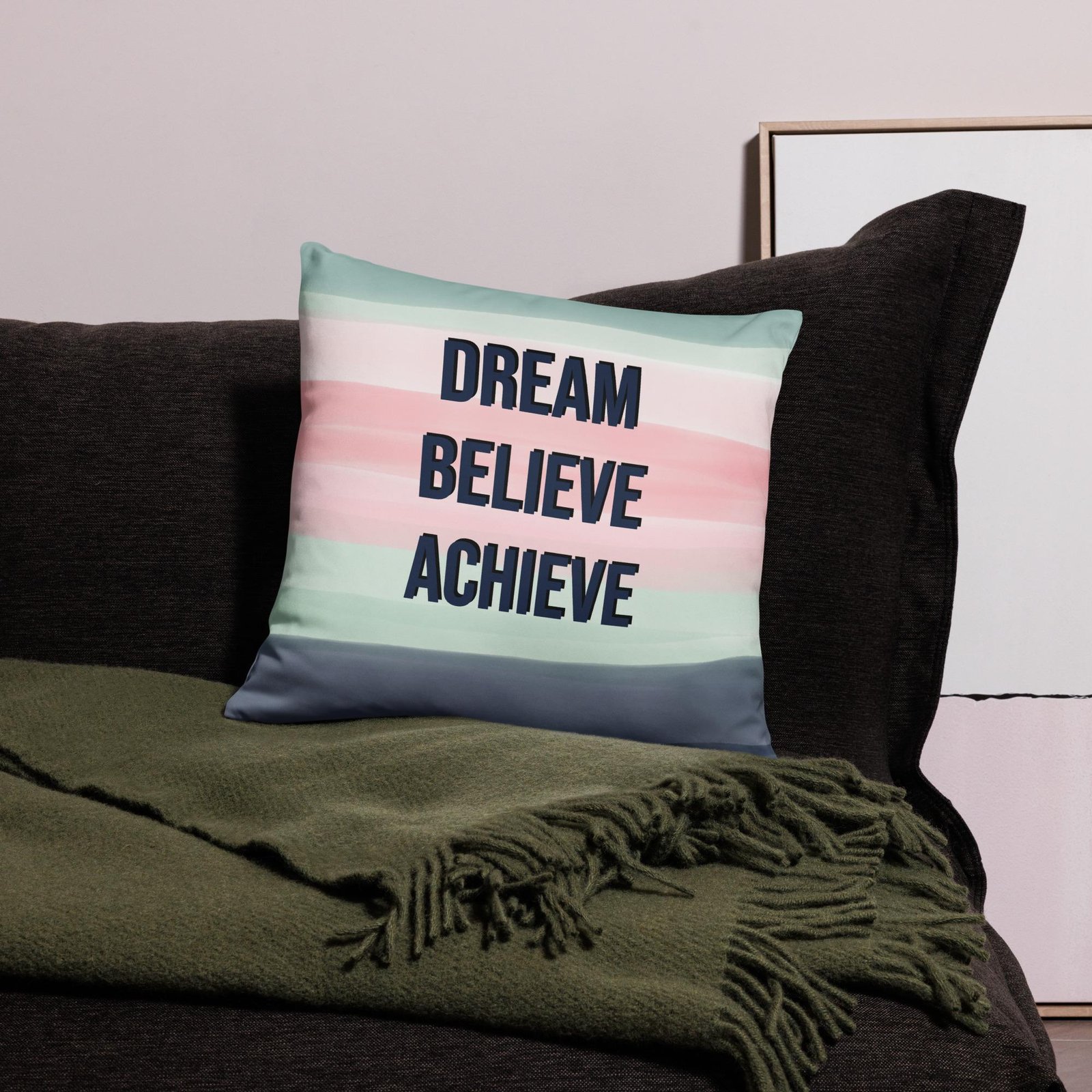 Motivational Pillow Case - Dream, Believe, Achieve - Image 3