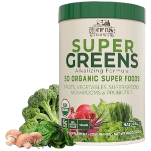 Country Farms Organic Super Greens Drink Mix (Natural Flavour) 10.6 oz