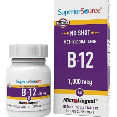 Superior Source No Shot Methylcobalamin B-12 Supplement 1000mcg (60 tablets)