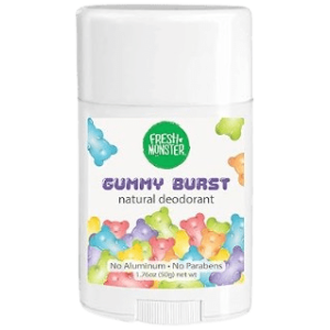 Fresh Monster Natural Deodorant for Kids & Teens (Aluminum Free) Gummy Burst Scent 1.76 oz