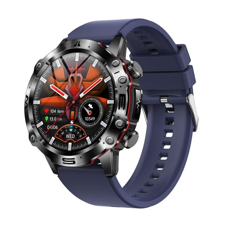 ET482 1.43 inch AMOLED Screen Sports Smart Watch Support Bluetooth Call / ECG Function(Blue Silicone Band)